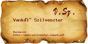 Vankó Szilveszter névjegykártya